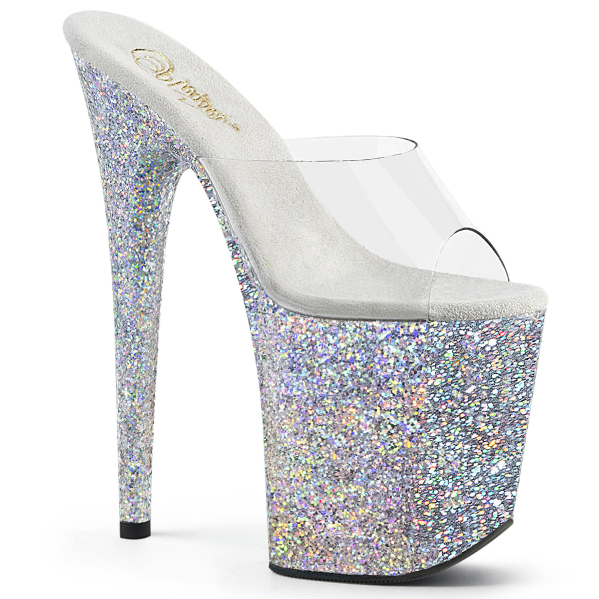 Pleaser Womens FLAMINGO-801LG Clr/Slv Multi Glitter