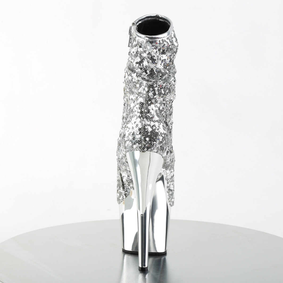 Pleaser Womens Ankle Boots ADORE-1008SQ Slv Sequins/Slv Chrome