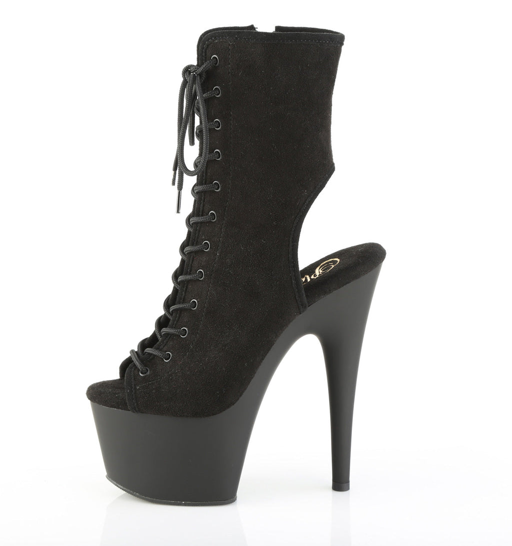 Pleaser Women's Platform Shoes ADORE-1016 Blk Faux Suede/Blk Matte