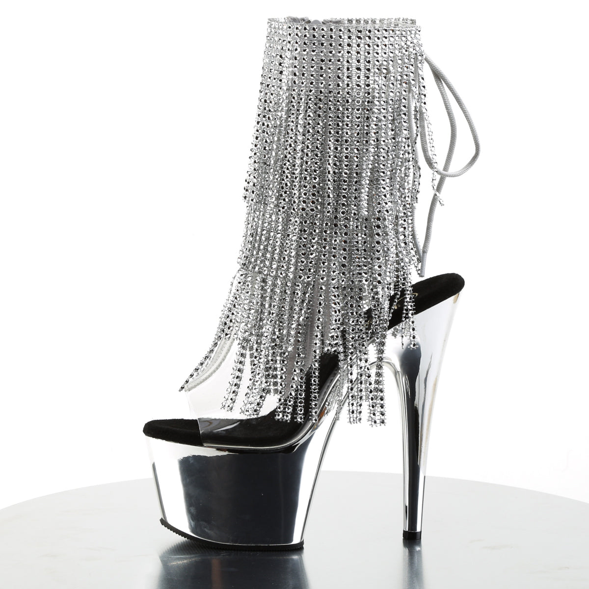 Pleaser Women's Platform Shoes ADORE-1017RSF Clr-Slv/Slv Chrome
