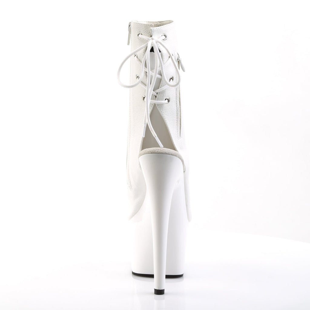 Pleaser Womens Ankle Boots ADORE-1018 Wht Faux Leather/Wht