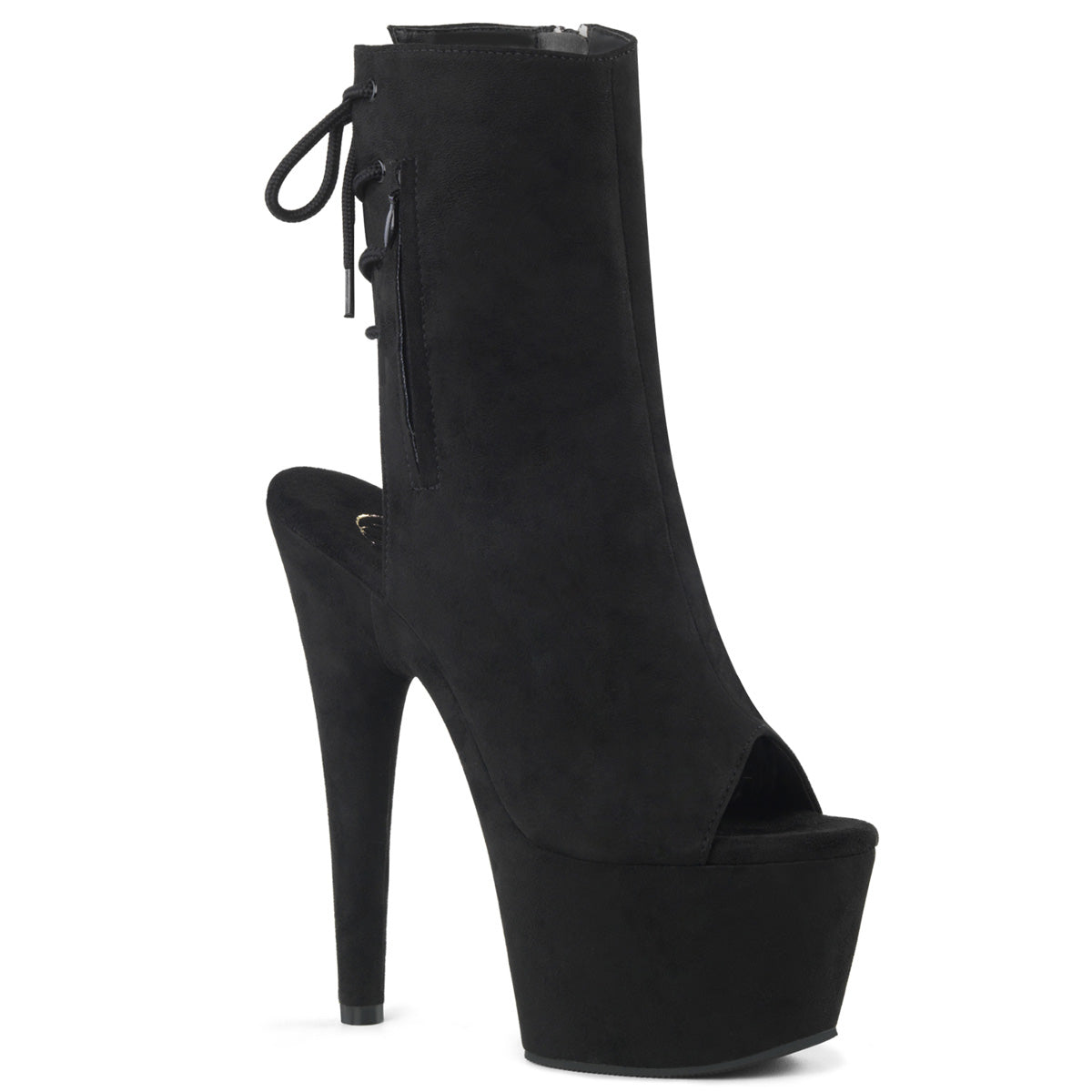 Pleaser Womens Ankle Boots ADORE-1018FS Blk Faux Suede/Blk Suede