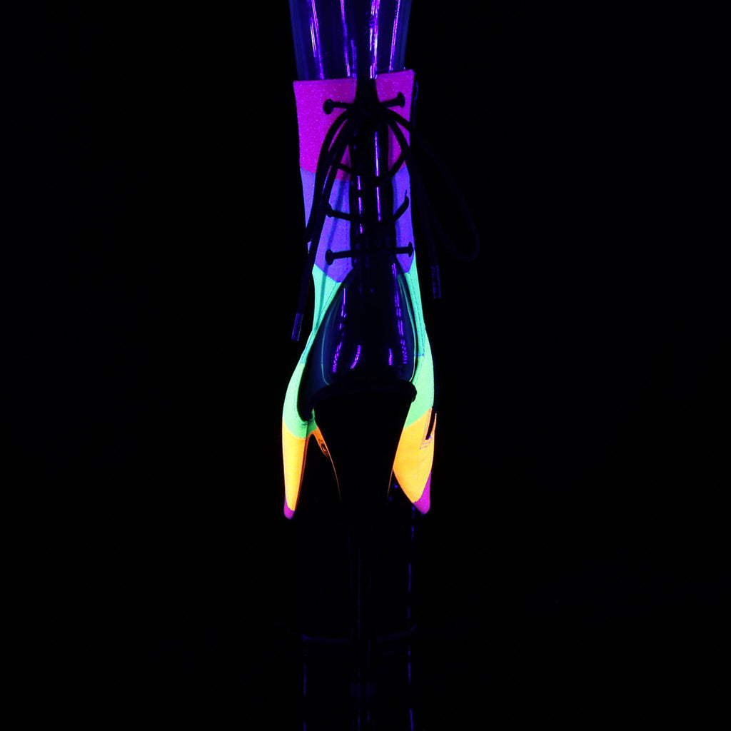 Pleaser Womens Ankle Boots ADORE-1018RBG Rainbow Multi Glitter/Blk