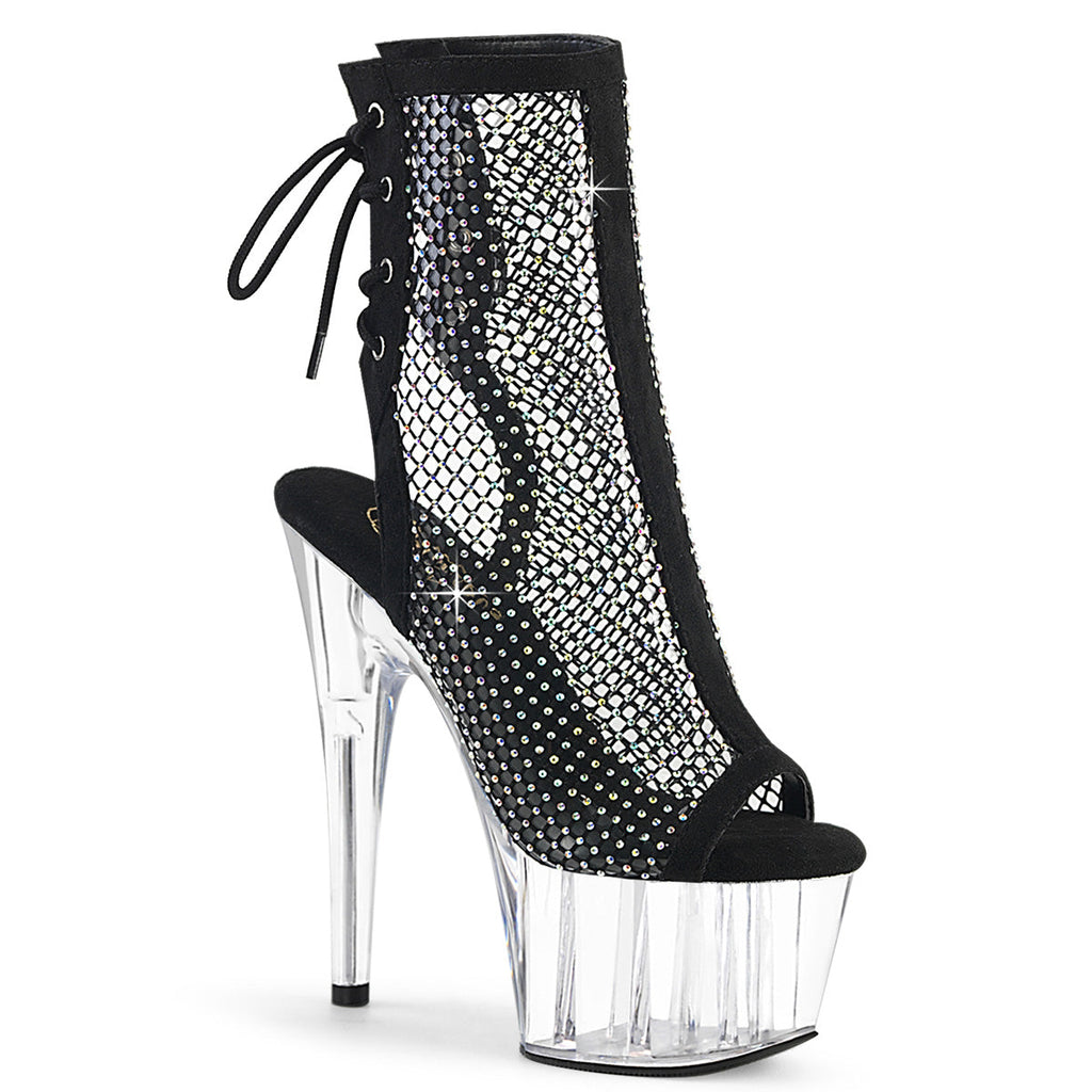 Pleaser  Ankle Boots ADORE-1018RM Blk Faux Suede-RS Mesh/Clr