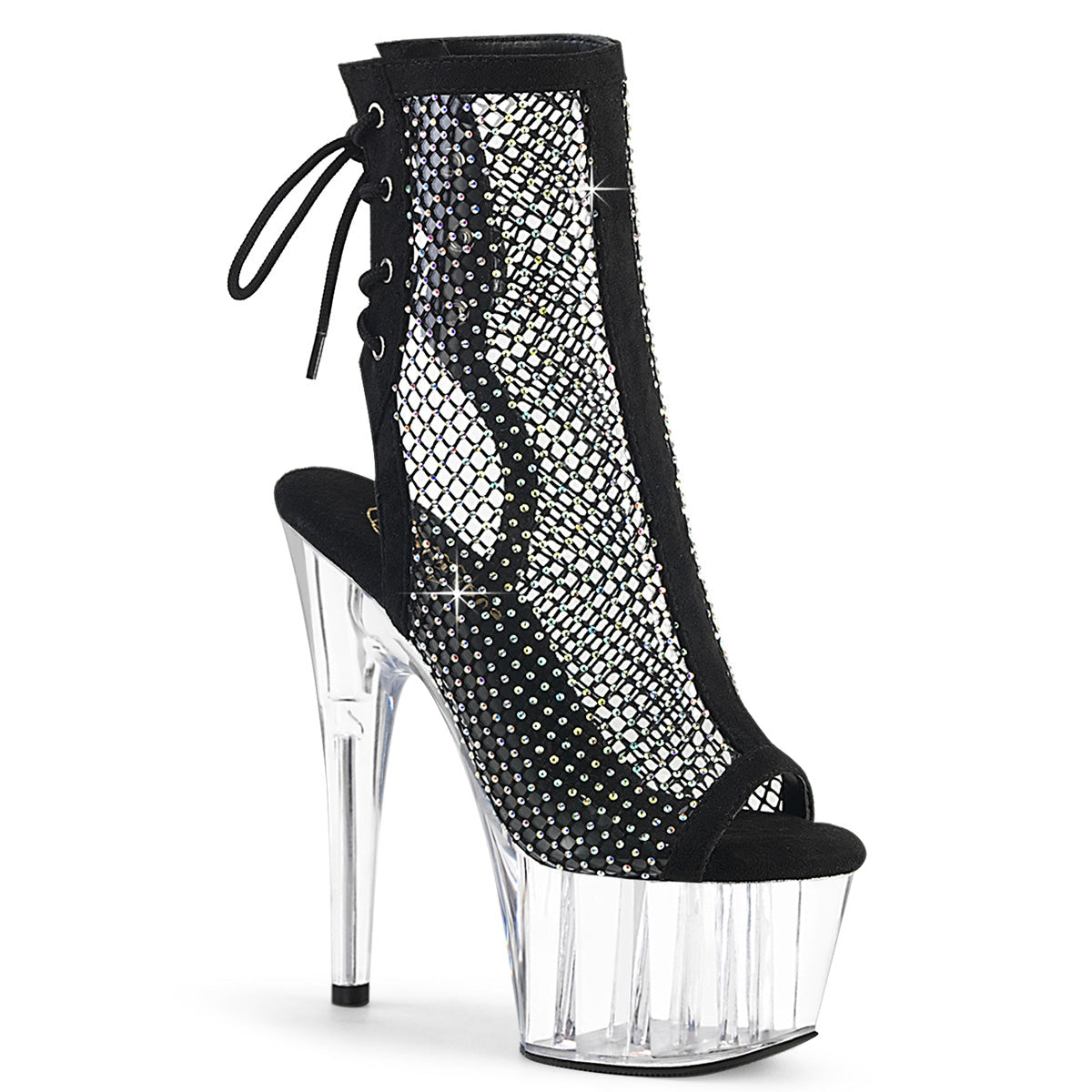 Pleaser  Ankle Boots ADORE-1018RM Blk Faux Suede-RS Mesh/Clr