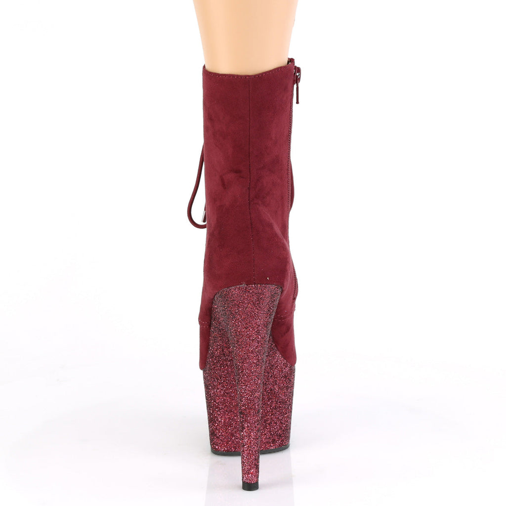 Pleaser Womens Ankle Boots ADORE-1020FSMG Burgundy F. Suede/Burgundy Multi Mini Gltr