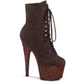 Pleaser Womens Ankle Boots ADORE-1020FSMG Mocha F. Suede/Mocha Multi Mini Gltr