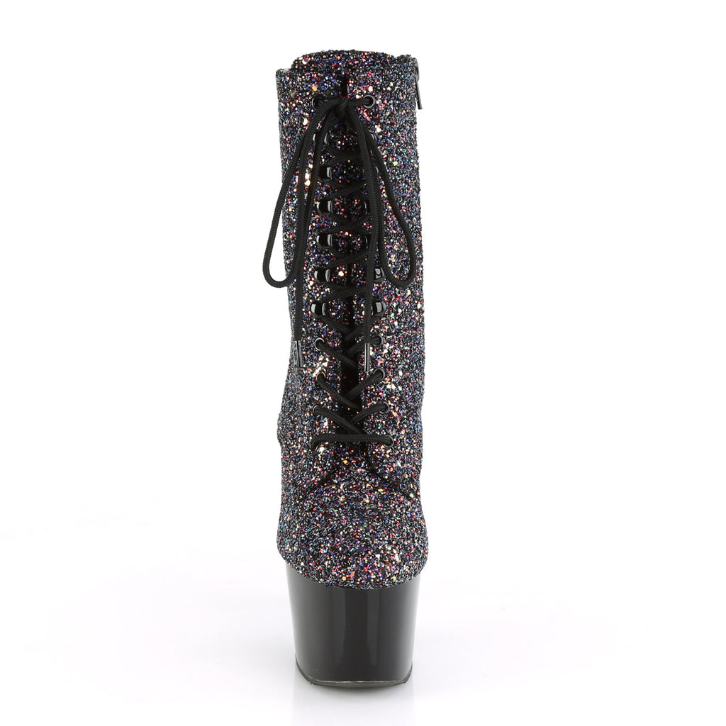 Pleaser Womens Ankle Boots ADORE-1020LG Purple Multi Glitter/Blk