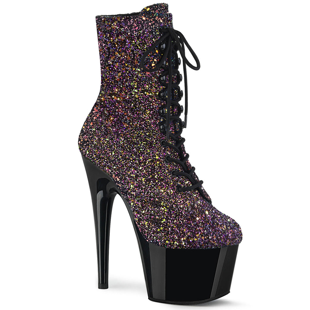 Pleaser Womens Ankle Boots ADORE-1020LG Purple Multi Glitter/Blk