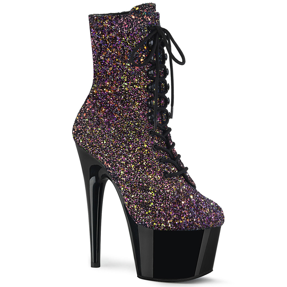 Pleaser Womens Ankle Boots ADORE-1020LG Purple Multi Glitter/Blk