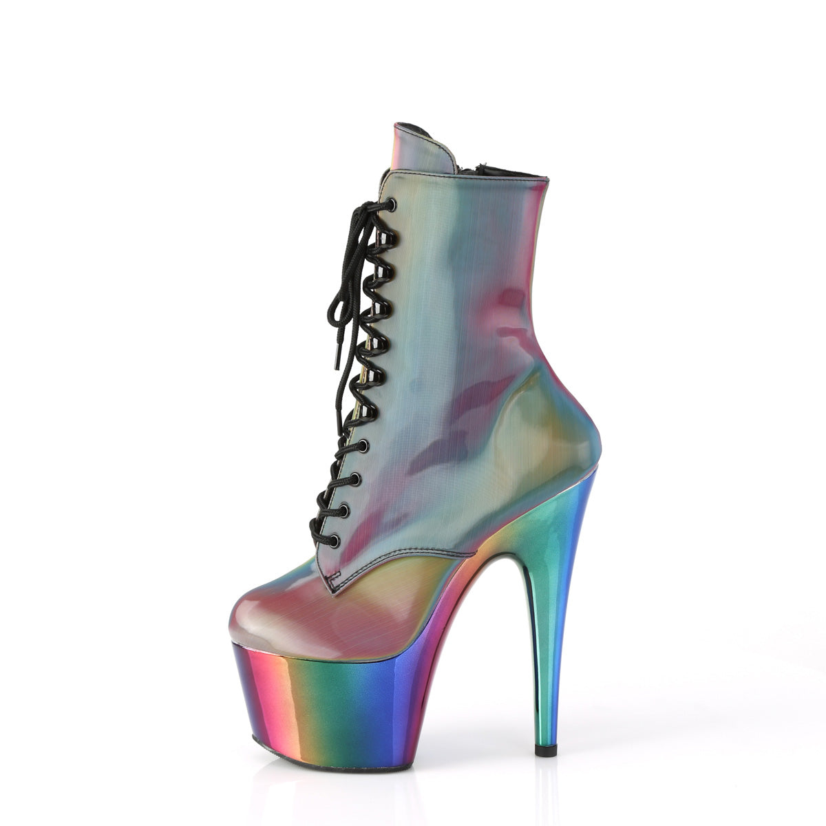 Pleaser Womens Ankle Boots ADORE-1020RC-REFL Rainbow Reflective/Rainbow Chrome