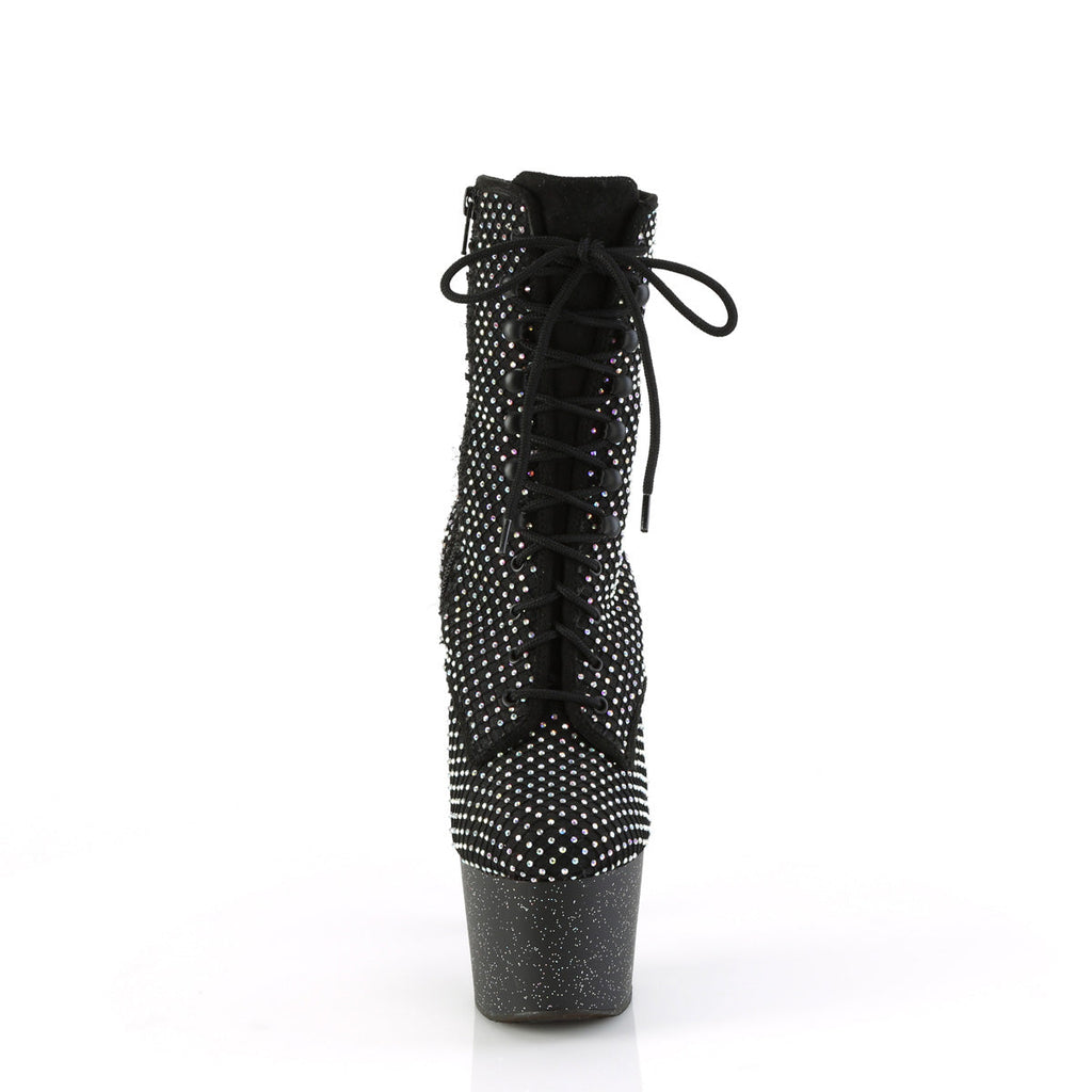 Pleaser Women's Platform Shoes ADORE-1020RM Blk Faux Suede-RS Mesh/Blk Matte