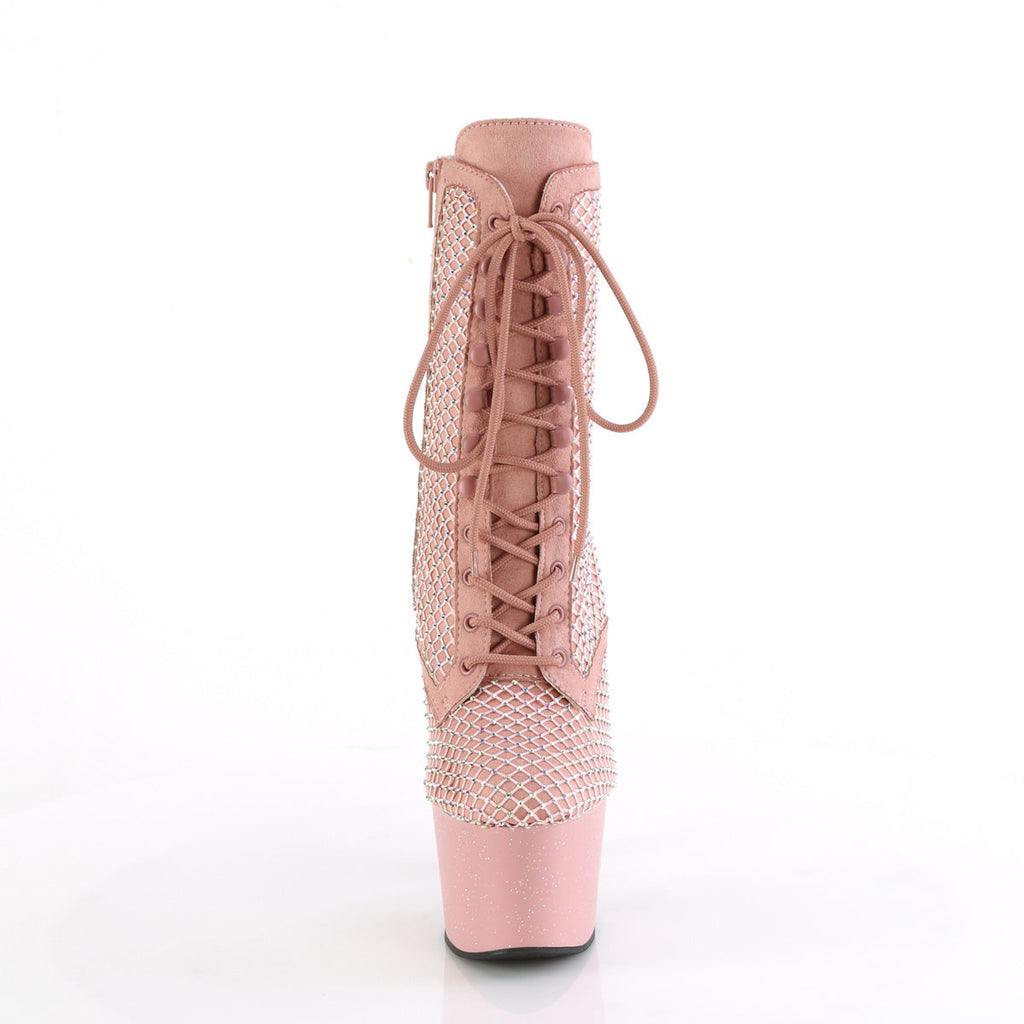 Pleaser Women's Platform Shoes ADORE-1020RM Salmon Pink Faux Suede-RS Mesh/B.Pink M.