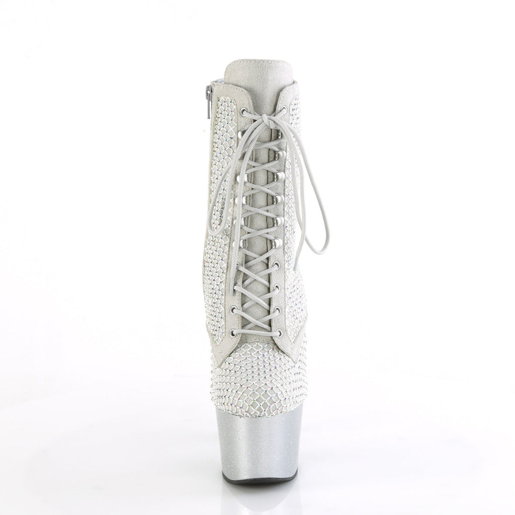 Pleaser Women's Platform Shoes ADORE-1020RM Silver Faux Sude-RS Mesh/Slv Matte