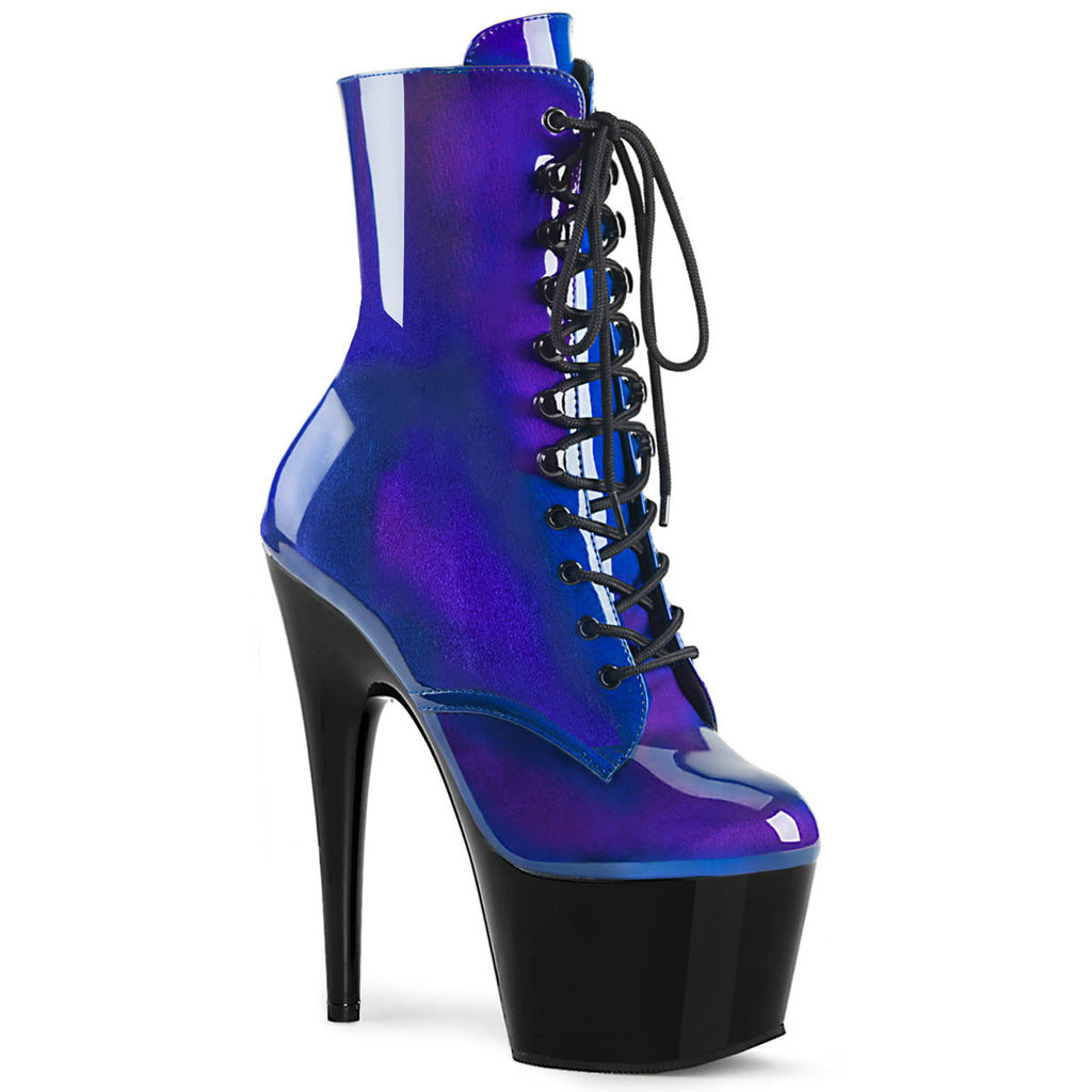 Pleaser Womens Ankle Boots ADORE-1020SHG Blue-Purple/Blk