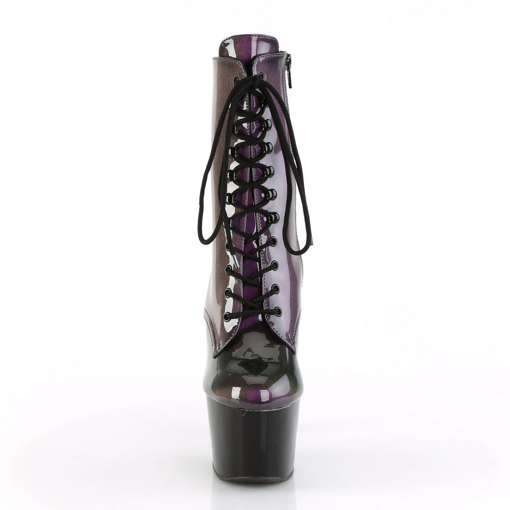 Pleaser Womens Ankle Boots ADORE-1020SHG Purple-Olive/Blk