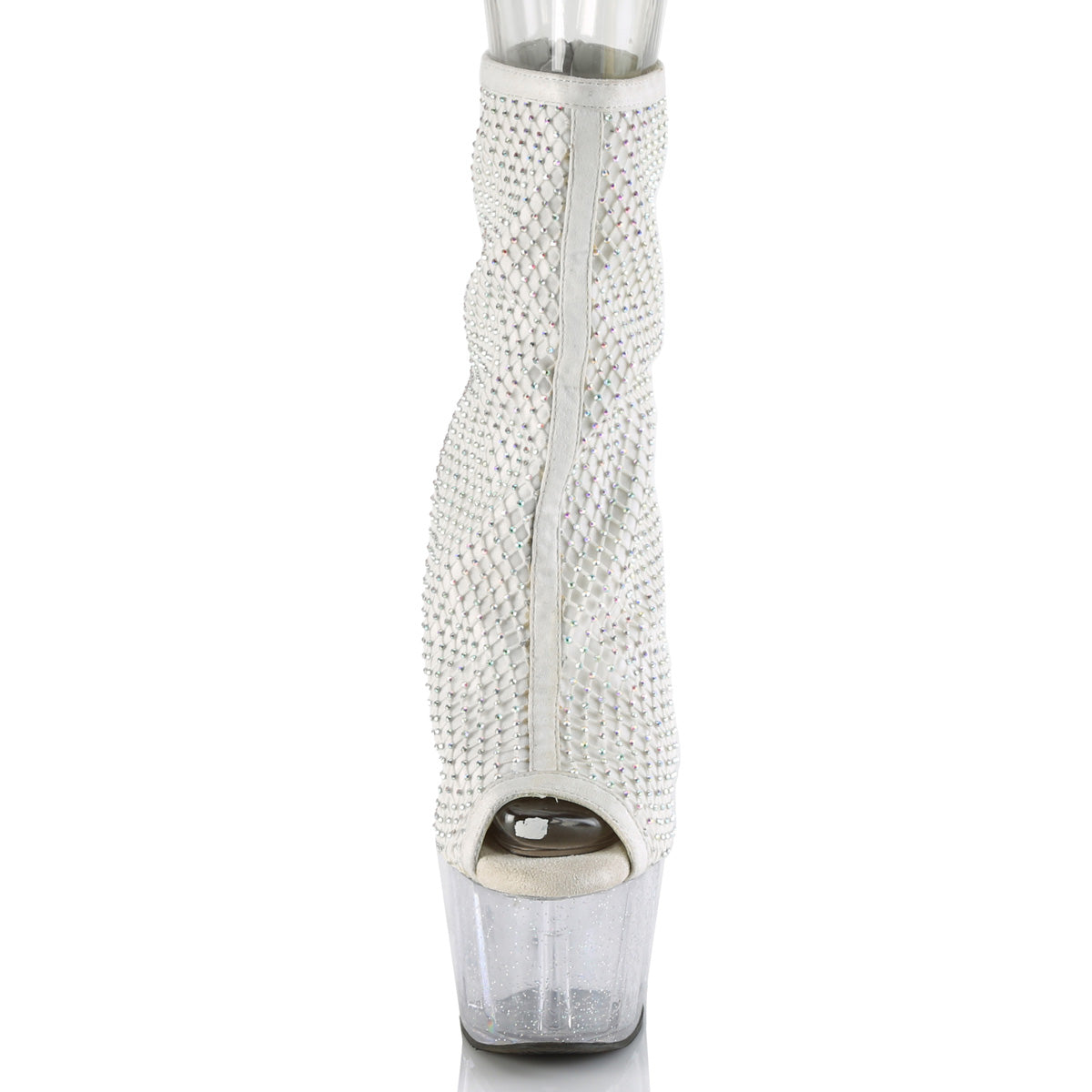 Pleaser Womens Ankle Boots ADORE-1031GM Wht Fabric-RS Mesh/Clr