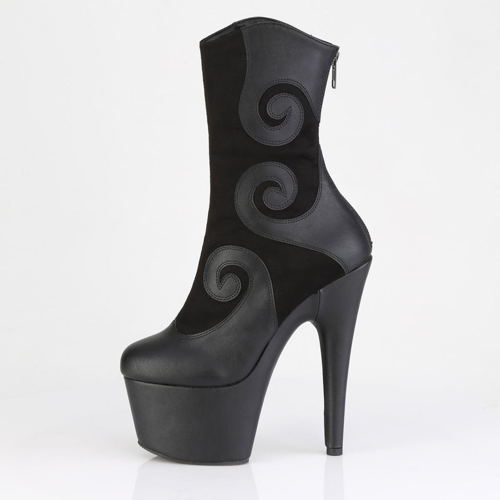 Pleaser Women's Platform Shoes ADORE-1034 Blk Faux Suede-Faux Leather/Blk Matte