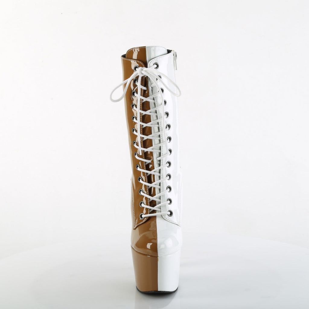 Pleaser   ADORE-1040TT Taupe-Wht Pat/Taupe-Wht