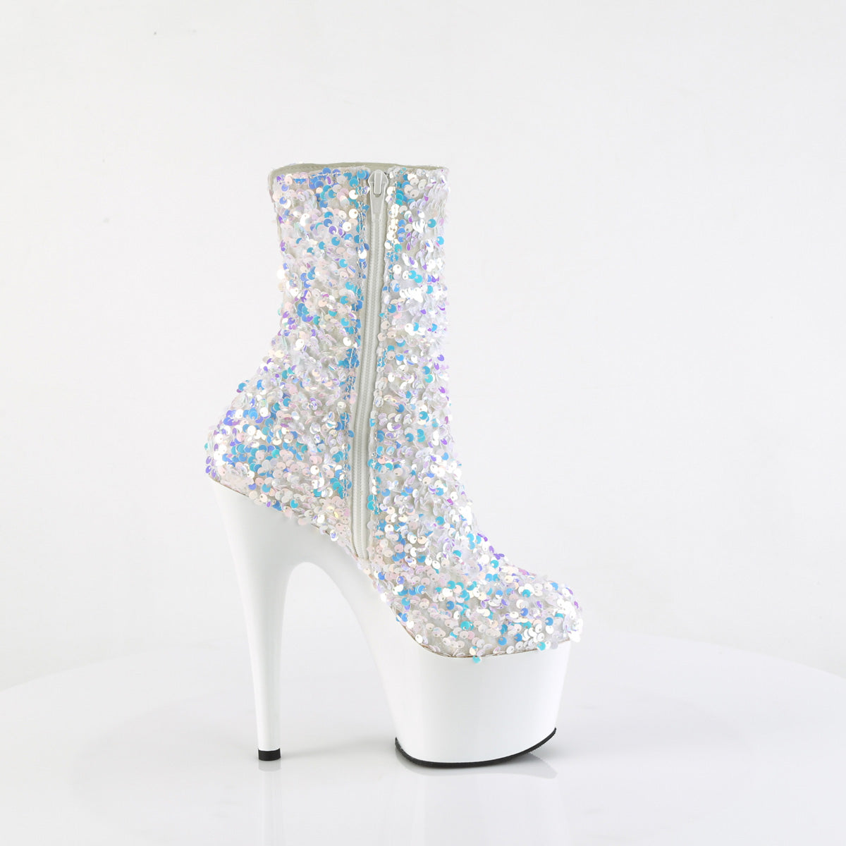 Pleaser   ADORE-1042SQ Wht Multi Sequins/Wht