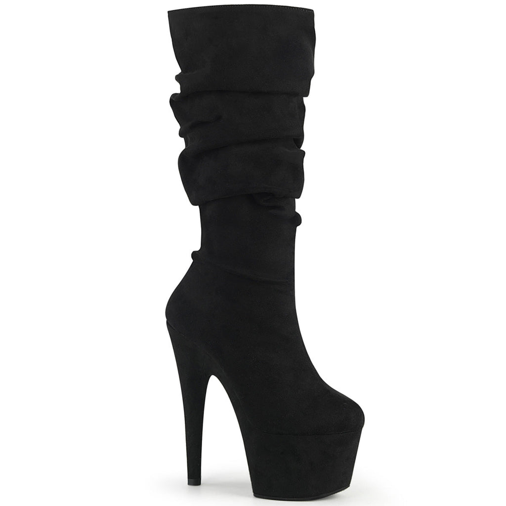 Pleaser Womens Ankle Boots ADORE-1061 Blk Faux Suede/Blk Faux Suede