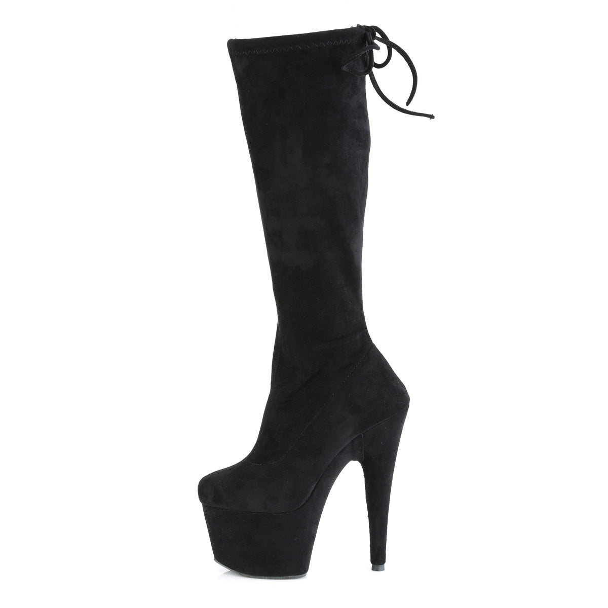 Pleaser Womens Boots ADORE-2008 Blk Stretch Faux Suede/Blk Faux Suede