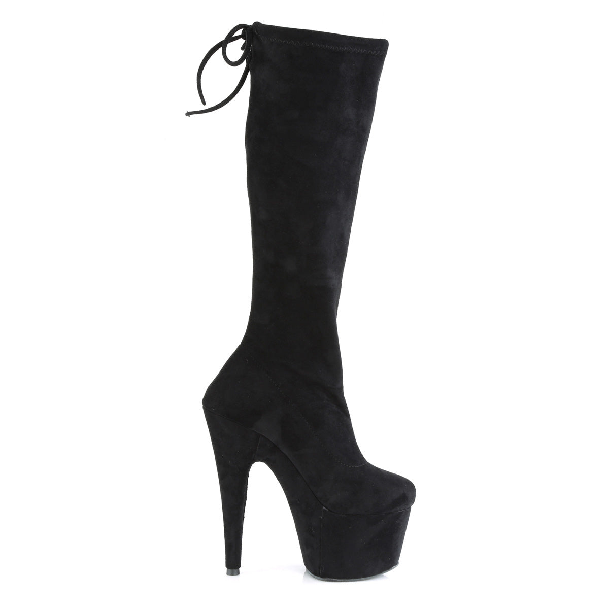 Pleaser Womens Boots ADORE-2008 Blk Stretch Faux Suede/Blk Faux Suede