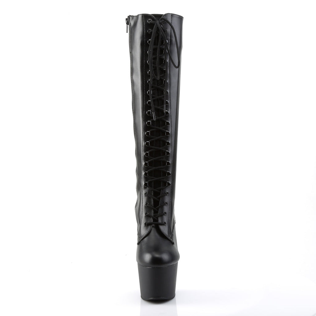 Pleaser Womens Boots ADORE-2023 Blk Str Faux Leather/Blk Matte