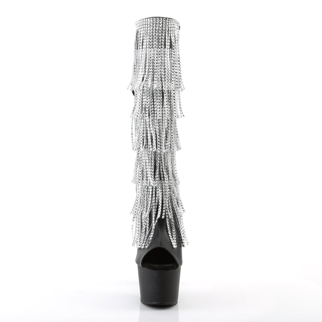 Pleaser Womens Boots ADORE-2024RSF Blk Str Faux Leather/Blk Matte