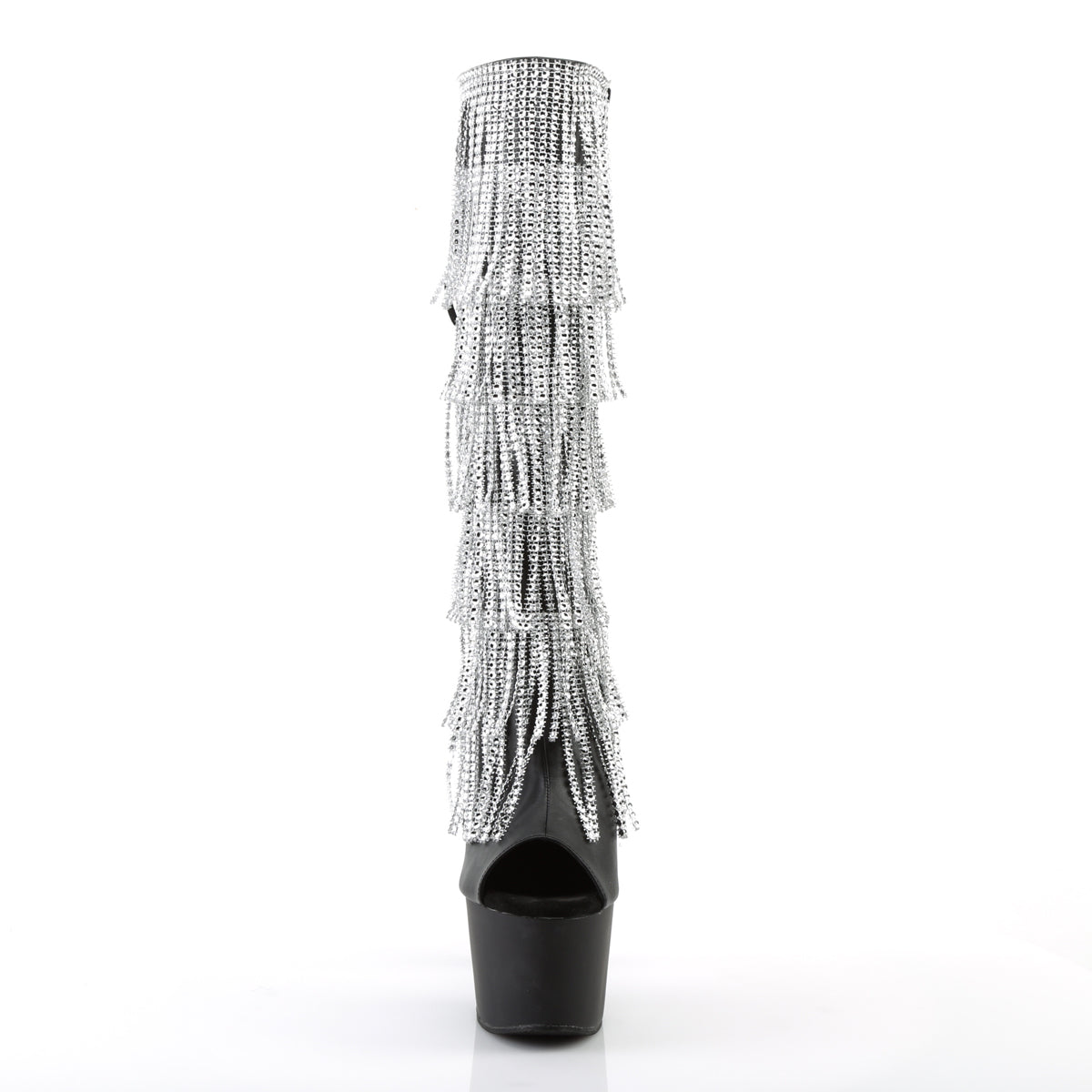 Pleaser Womens Boots ADORE-2024RSF Blk Str Faux Leather/Blk Matte