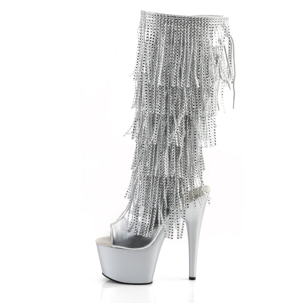 Pleaser Women's Platform Shoes ADORE-2024RSF Slv Metallic Pu/Slv Matte