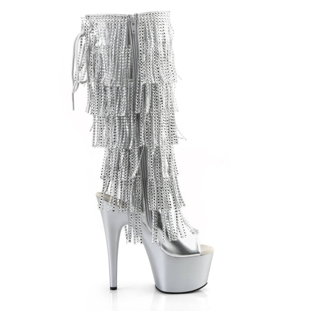 Pleaser Women's Platform Shoes ADORE-2024RSF Slv Metallic Pu/Slv Matte