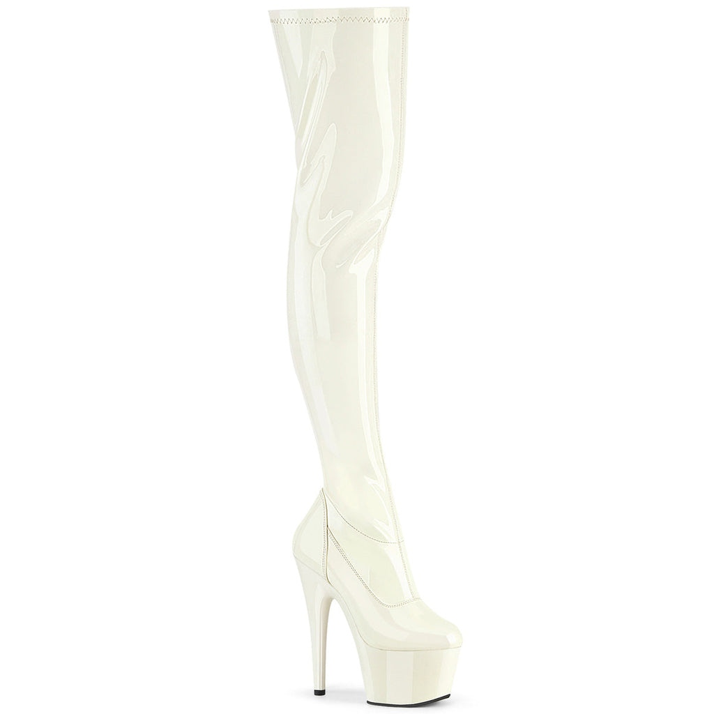 Pleaser Women's Platform Shoes ADORE-3000 Off-Wht Pat/Off-Wht