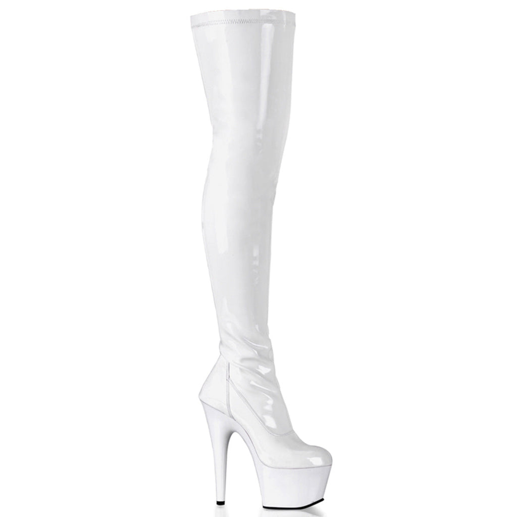Pleaser Womens Boots ADORE-3000 Wht Str Pat/Wht
