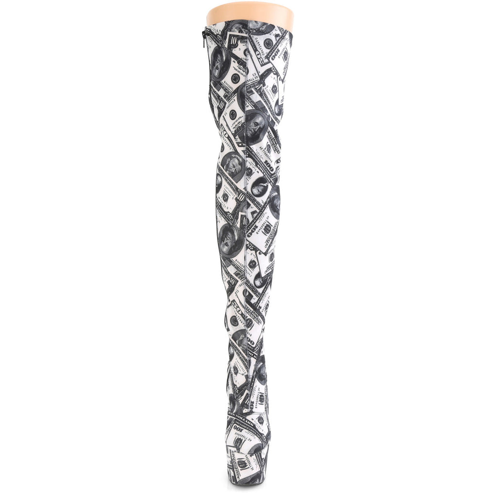 Pleaser Womens Boots ADORE-3000DP Wht-Blk Str. Fabric/Wht-Blk Fabric