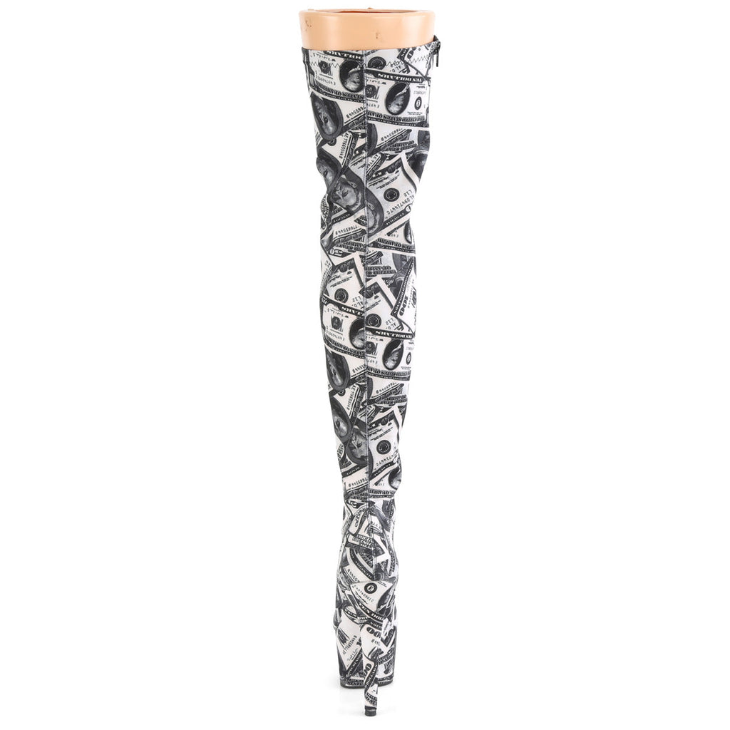 Pleaser Womens Boots ADORE-3000DP Wht-Blk Str. Fabric/Wht-Blk Fabric