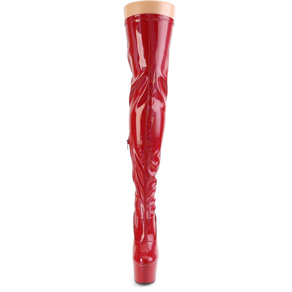 Pleaser Womens Boots ADORE-3000HWR Red Str. Holo/Red Holo