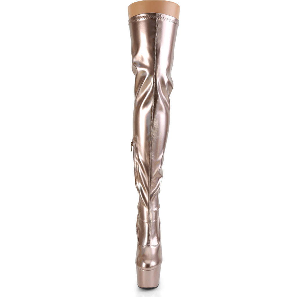 Pleaser Womens Boots ADORE-3000HWR Rose Gold Str. Holo/Rose Gold Holo