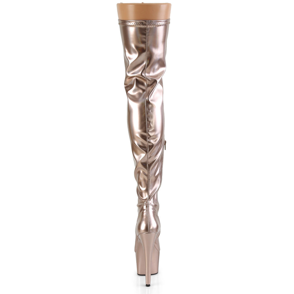 Pleaser Womens Boots ADORE-3000HWR Rose Gold Str. Holo/Rose Gold Holo