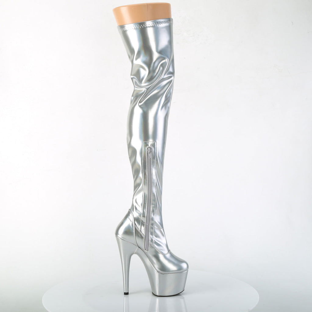 Pleaser Womens Boots ADORE-3000HWR Slv Str. Holo/Slv Holo