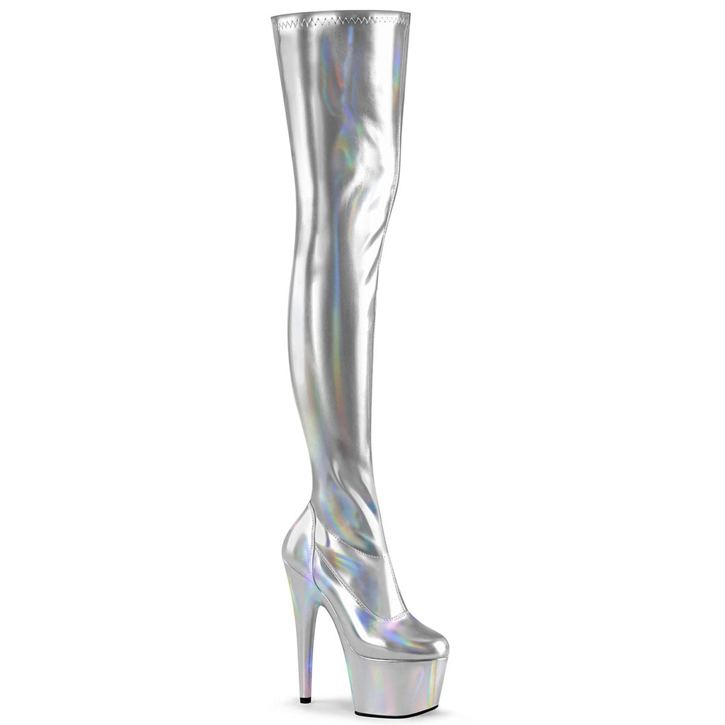 Pleaser Womens Boots ADORE-3000HWR Slv Str. Holo/Slv Holo