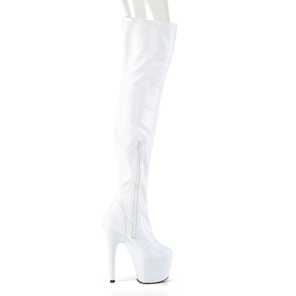 Pleaser Womens Boots ADORE-3000HWR Wht Str. Holo/Wht Holo