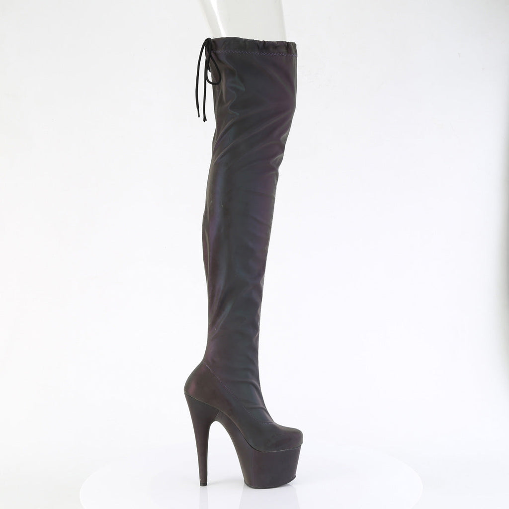 Pleaser Women's Platform Shoes ADORE-3008REFL Stretch Green-Purple Refllective/M