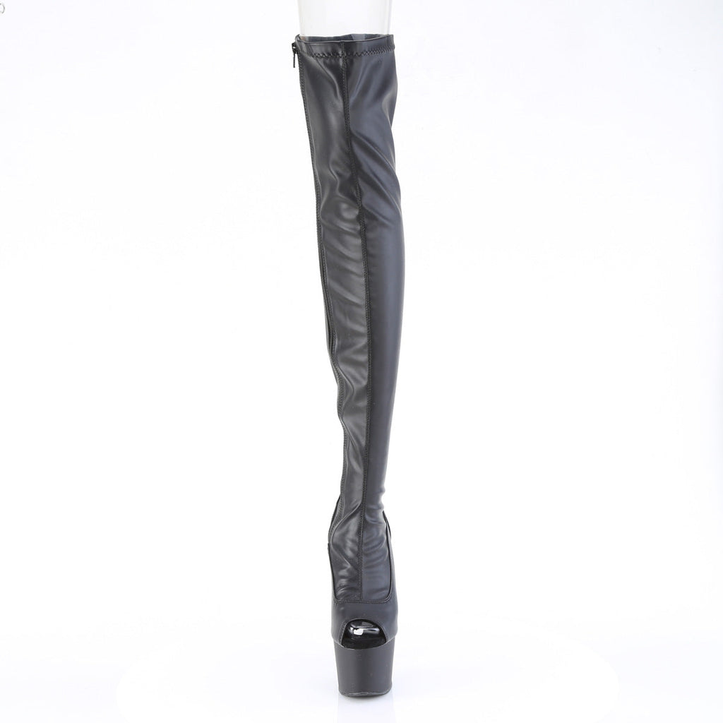 Pleaser   ADORE-3011 Blk Str. Faux Leather/Blk Matte