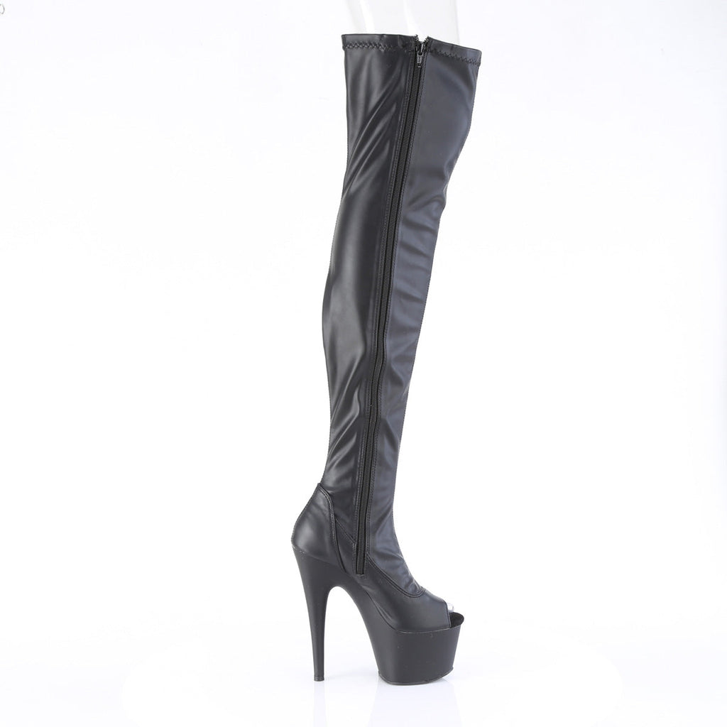 Pleaser   ADORE-3011 Blk Str. Faux Leather/Blk Matte