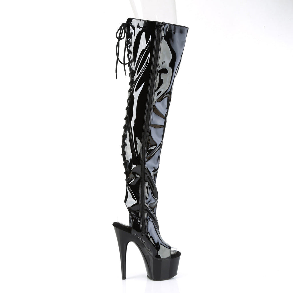 Pleaser   ADORE-3017 Blk Str. Pat/Blk