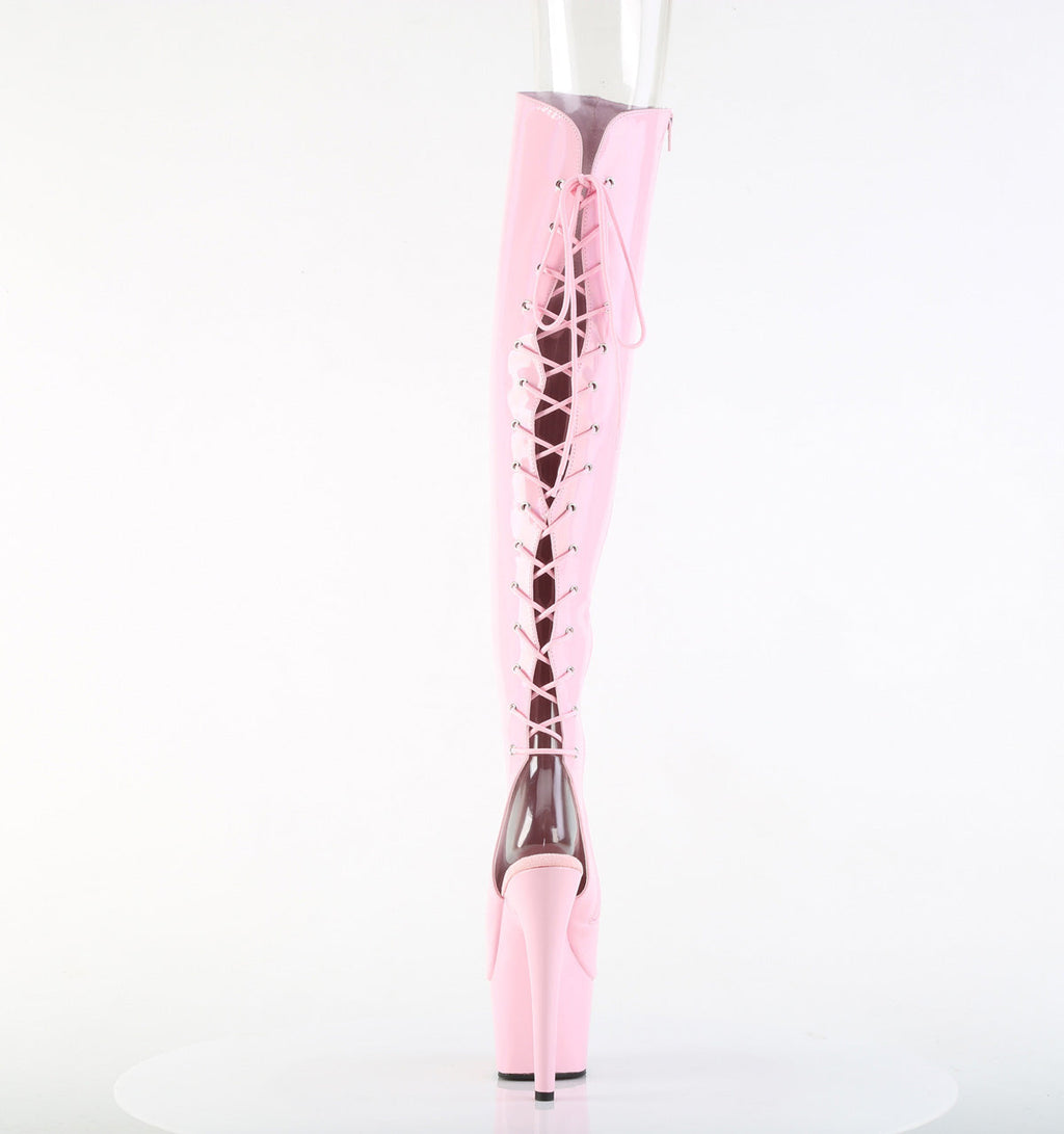 Pleaser Women's Platform Shoes ADORE-3019HWR B. Pink Str. Holo/B. Pink Holo