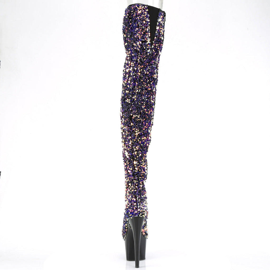 Pleaser Womens Boots ADORE-3020 Purple Multi Sequins/Blk