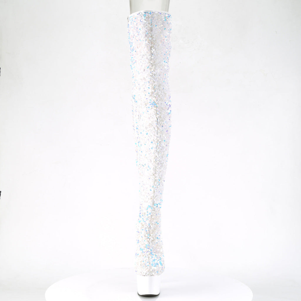 Pleaser Womens Boots ADORE-3020 Wht Multi Sequins/Wht
