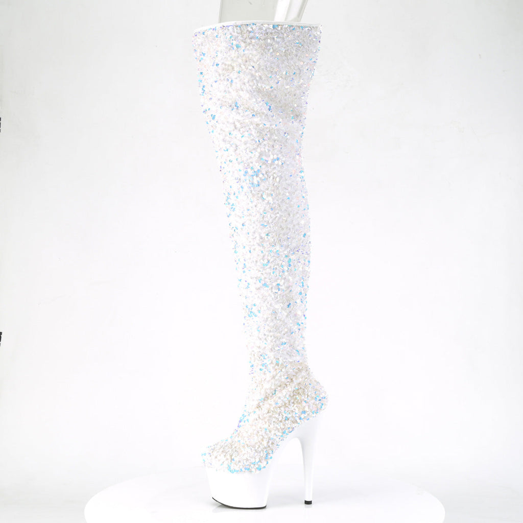 Pleaser Womens Boots ADORE-3020 Wht Multi Sequins/Wht